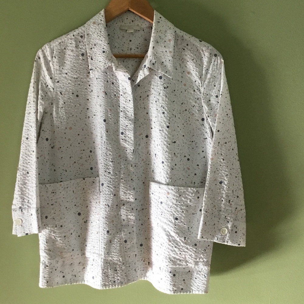 Cos White Crinkle Cotton Spatter Jacket